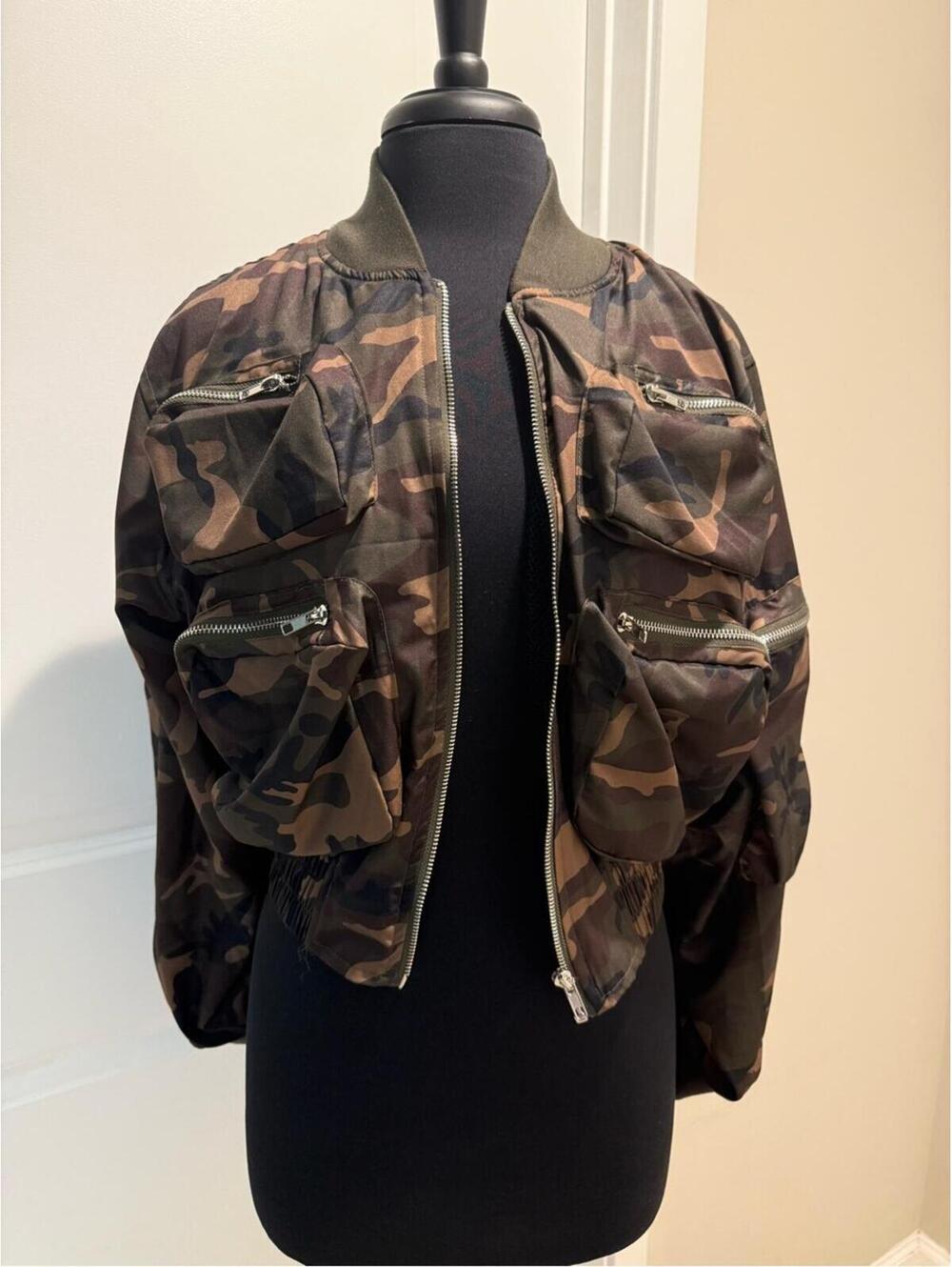 Camo Utility Bomber Jacket - Green Camo - Picture 3 of 8